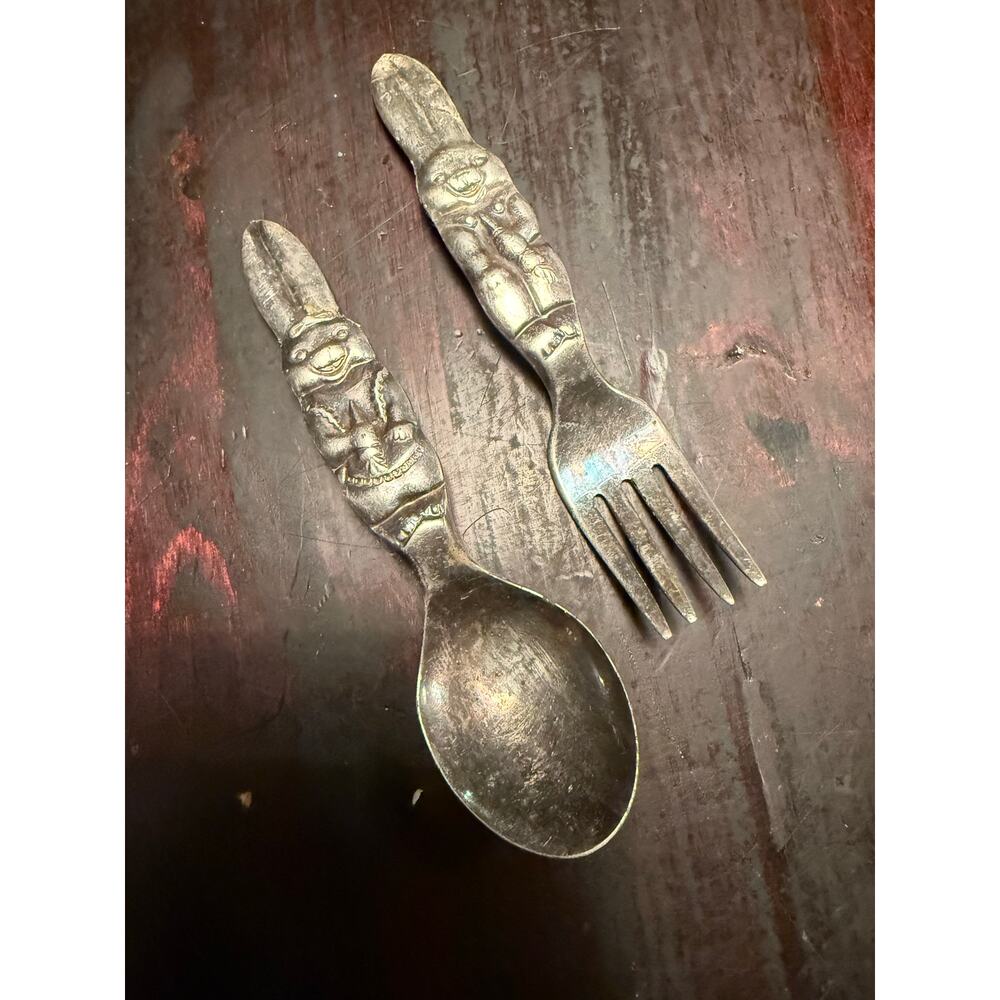 Vintage Reed & Barton Peter Rabbit Child Spoon & Fork-4.5" Silverplate